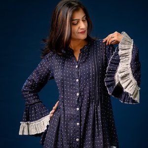 Double cloth pin-tuck top